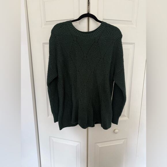 Sonoma Dark Green Cotton Blend Knit Crewneck Sweater Forest Green Size XL - Picture 2 of 7